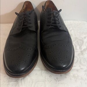 Johnston & Murphy Black Perforated Leather Derbys